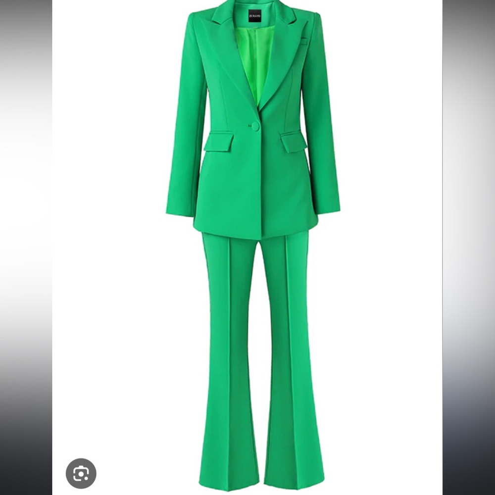 ZCRAVE | NAOMA BLAZER & FLARED PANTS SET IN GREEN| NWOT